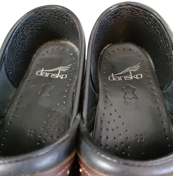 Dansko Pavan Black And Brown Leather Clog Size 7.5-8 Comfort Shoe - Picture 4 of 12